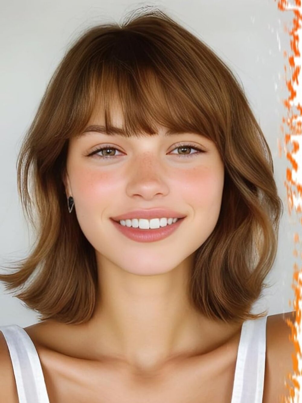 French Bangs Hairpiece in Medium Golden Brown/ Real Human Hair Clip in